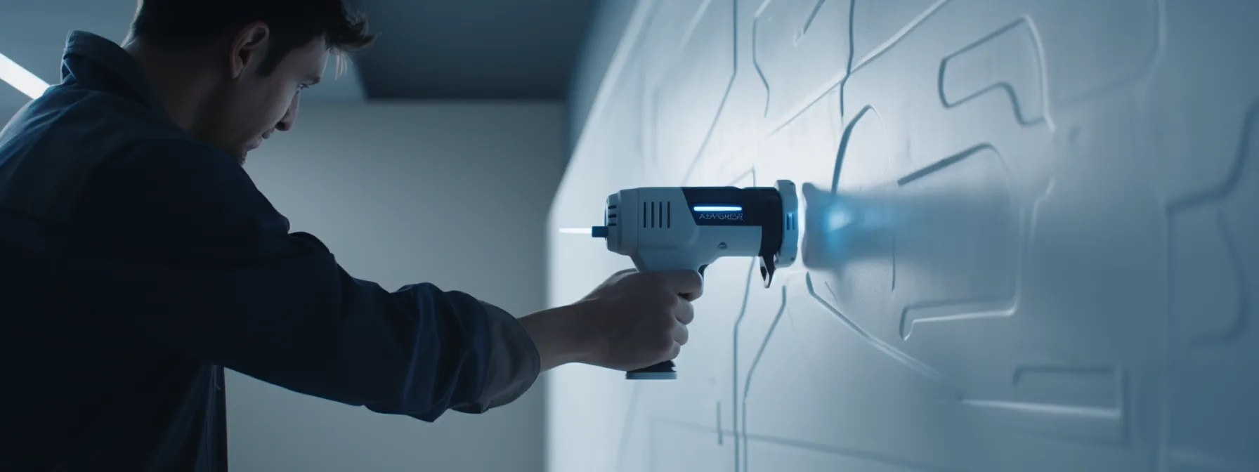 a person using a utility knife to make precise cuts on a piece of drywall.